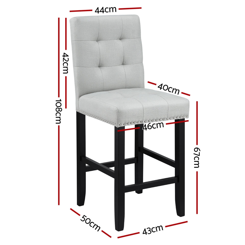 Artiss 4x Bar Stools Kitchen Dining Chairs Counter Fabric Stool Wooden Ada Grey