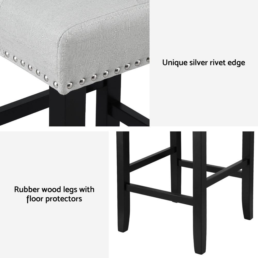 Artiss 4x Bar Stools Kitchen Dining Chairs Counter Fabric Stool Wooden Ada Grey