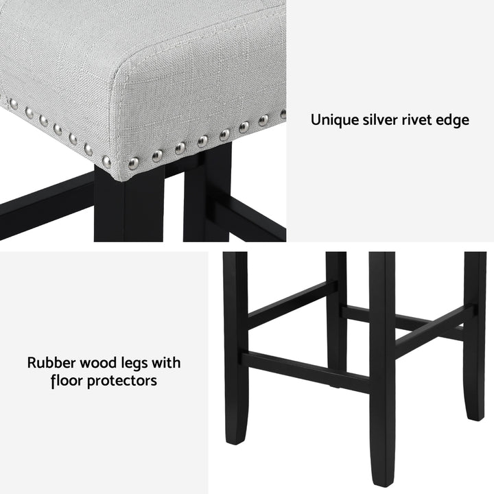 Artiss 4x Bar Stools Kitchen Dining Chairs Counter Fabric Stool Wooden Ada Grey