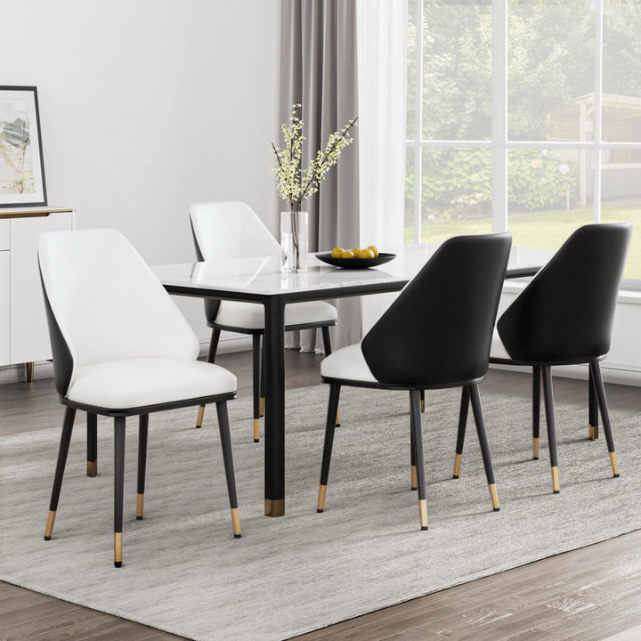 Artiss Dining Chairs Set of 4 Leather Seat Beige and Black
