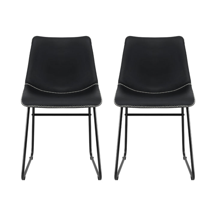 Artiss 2x Dining Chairs Retro PU Leather Kitchen Lounge Cafe Accent Chair Black