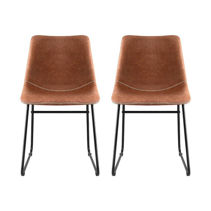 Artiss 2x Dining Chairs Retro PU Leather Kitchen Lounge Cafe Accent Chair Brown