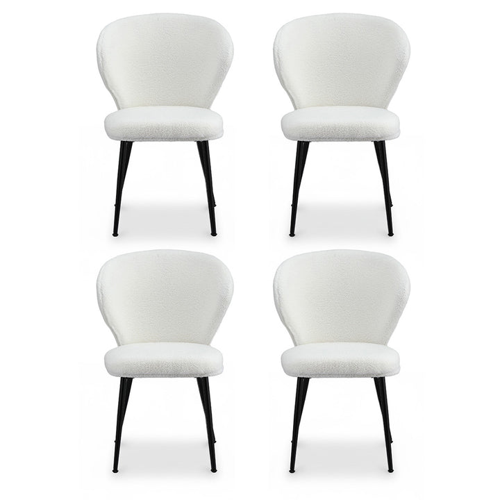 Artiss 4x Dining Chairs Sherpa Boucle Wing Back White