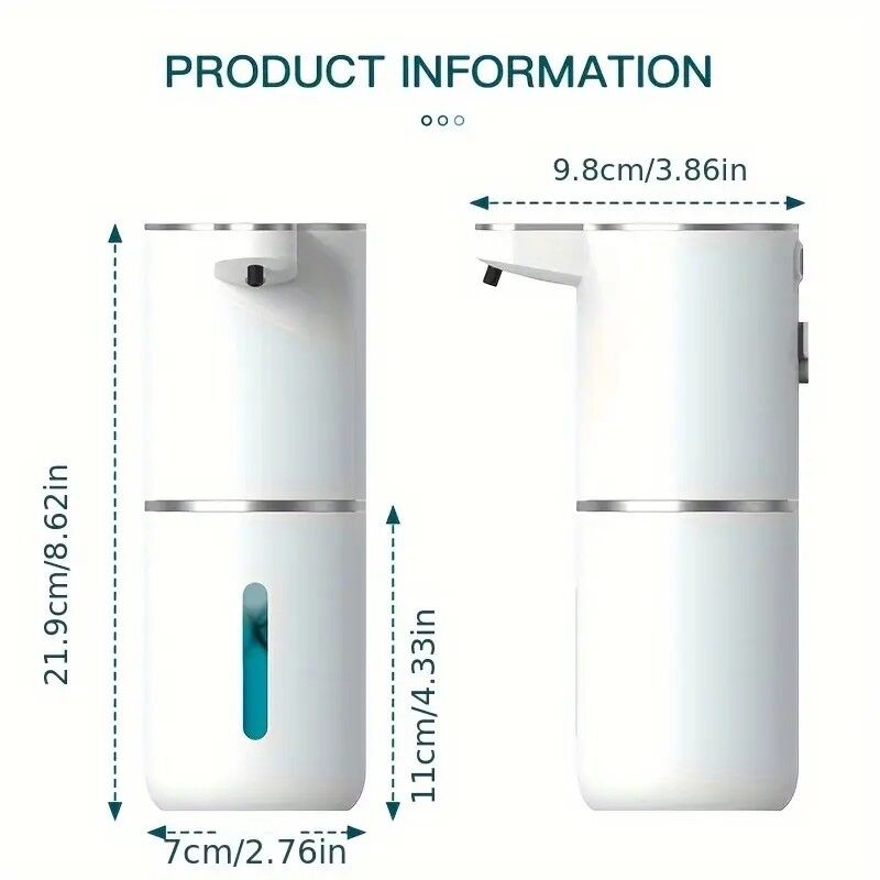 Touchless Automatic Soap Dispenser 380ml Black - Wall Mounted USB Rechargeable