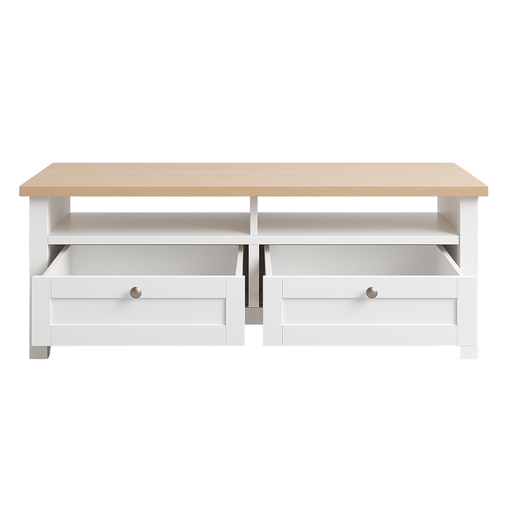 Noosa Coffee Table White Oak 2 Shelf and 2 Drawers