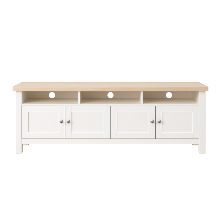 Noosa Entertainment Unit White and Oak 4 Doors and 3 spaces