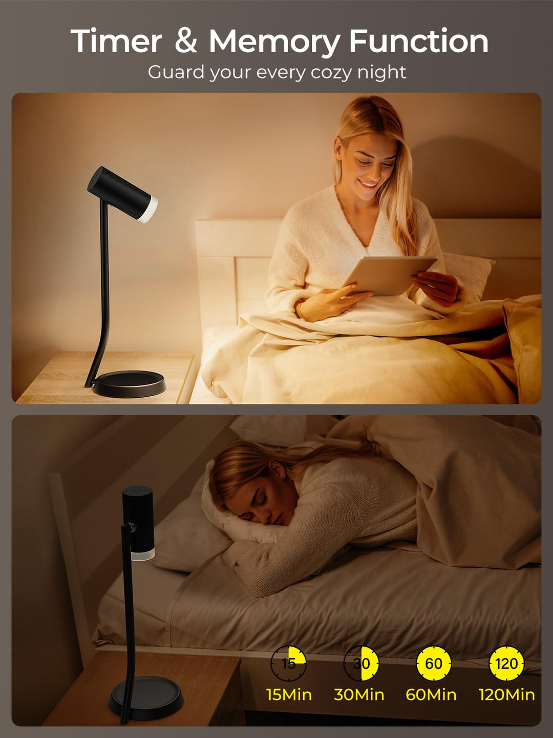 Cordless Table Lamps, Battery Operated Portable Table Light with Magnetic Adjustable Angle Head, 5000mAh Rechargeable Lamp with CCT Dimming for Patio Party Restaurant Dining Home 2 Packs