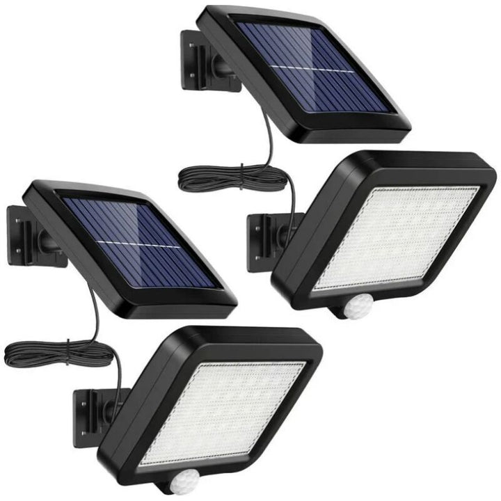 2 Pack 56 LED Outdoor Solar Lights with Motion Sensor IP65 Waterproof and 5M Cable, 120 Degree Angle