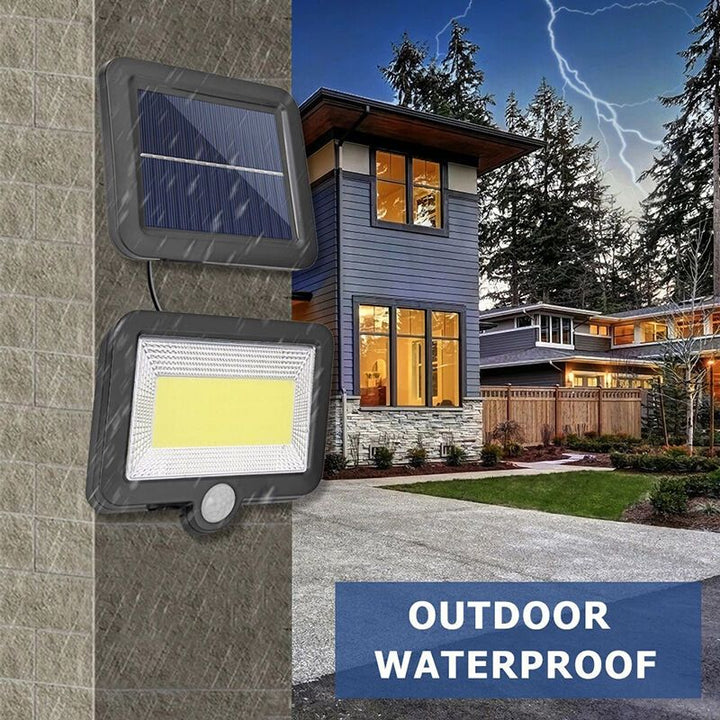 2 Pack 56 LED Outdoor Solar Lights with Motion Sensor IP65 Waterproof and 5M Cable, 120 Degree Angle