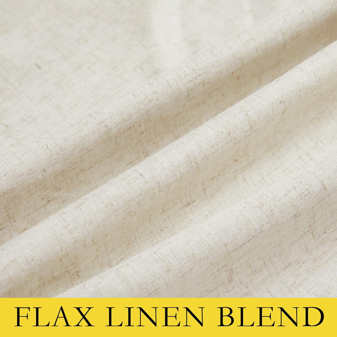 Linen Curtains 84 Inch Long 100% Blackout 2 Panels Natural Thick Farmhouse Living Room Soundproof Curtain Thermal Insulated Window Treatment Door Curtain Drapes (52-Inch Width Each Panel)
