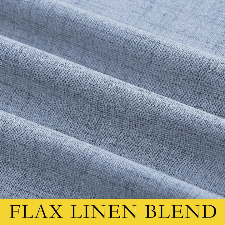 Stone Blue Vintage Linen 100% Blackout Curtains for Living Room,Thermal Insulated Curtains 63" Long,Noise Reducing Window Treatment Drapes for Hall Room,52" Wide Per Panel,Set of 2