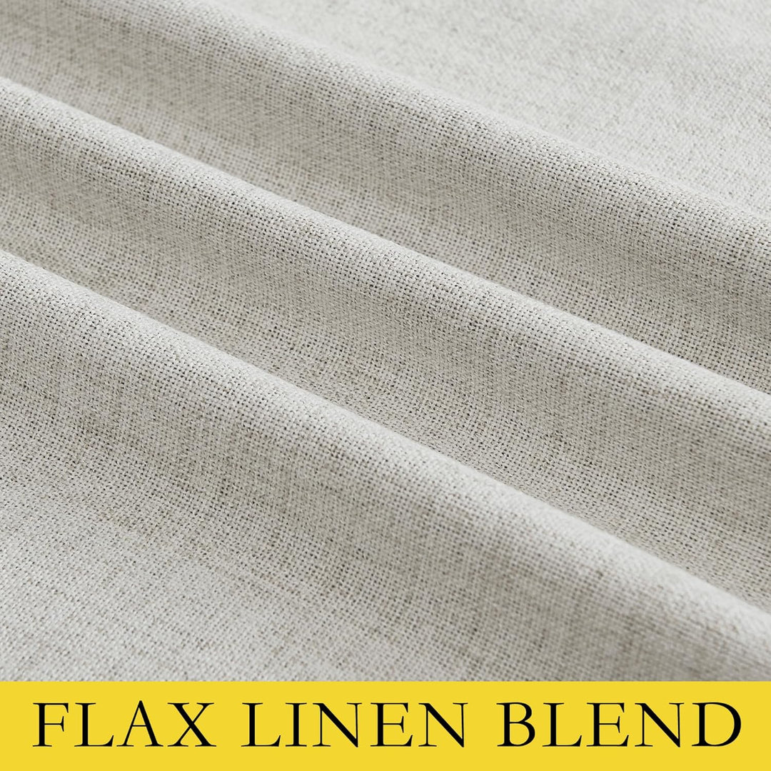 Snowbound Vintage Linen 100% Blackout Curtains for Living Room,Thermal Insulated Curtains 63" Long,Noise Reducing Window Treatment Drapes for Hall Room,52" Wide Per Panel,Set of 2