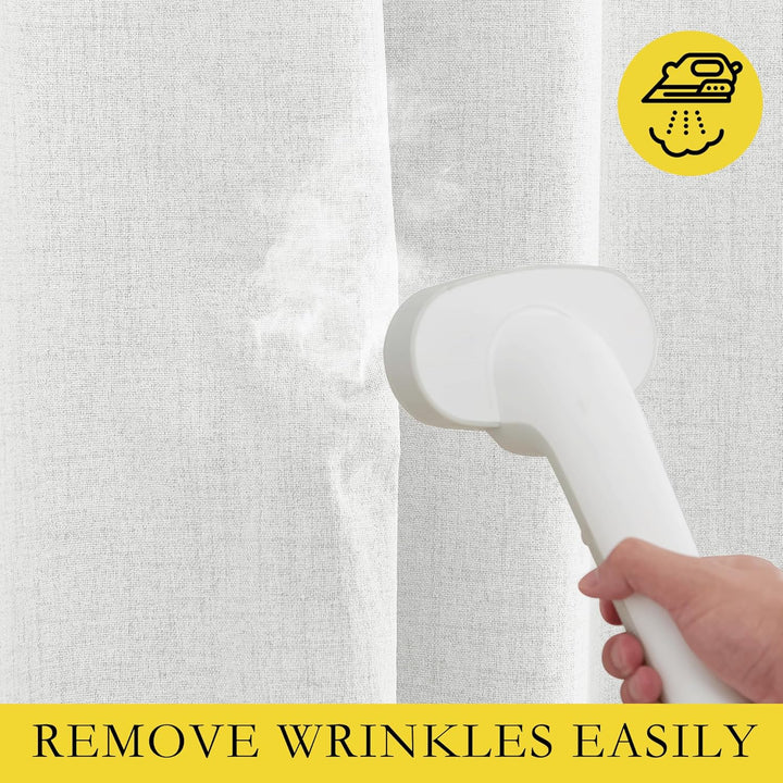 100% Absolutely Blackout Linen Curtains with Thermal Insulated White Liner,Greyish White,52" Wide,84" Length Energy Saving Curtains for Living Room 2 Panels Set,Vertical Blinds