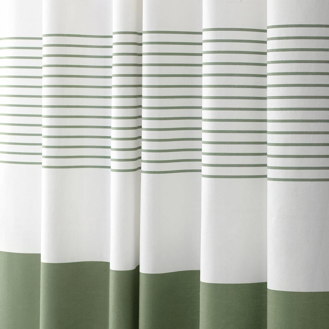 Sage Green Shower Curtain Cotton Boho Striped Shower Curtains for Bathroom with Tassel 72 X 72