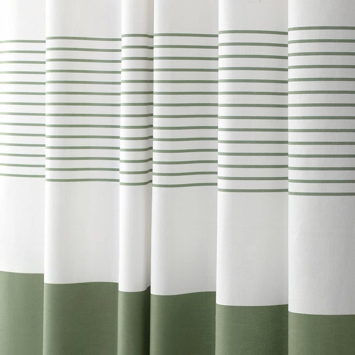 Sage Green Shower Curtain Cotton Boho Striped Shower Curtains for Bathroom with Tassel 72 X 72