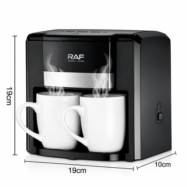 Dual Extraction Coffee Machine with Two Ceramic Cups, 650W Compact Espresso Maker for Home and Small Office, Easy to Clean, Makes Latte, Cappuccino, Macchiato and More (Black)