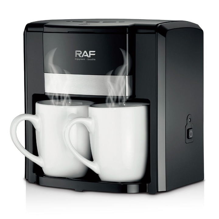 Dual Extraction Coffee Machine with Two Ceramic Cups, 650W Compact Espresso Maker for Home and Small Office, Easy to Clean, Makes Latte, Cappuccino, Macchiato and More (Black)