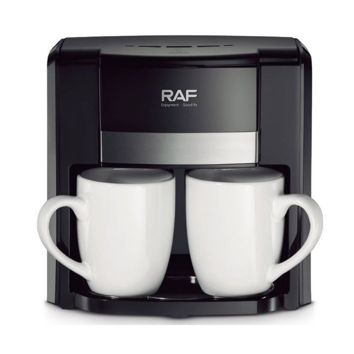 Dual Extraction Coffee Machine with Two Ceramic Cups, 650W Compact Espresso Maker for Home and Small Office, Easy to Clean, Makes Latte, Cappuccino, Macchiato and More (Black)