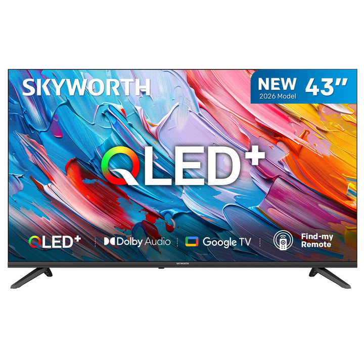 SKYWORTH Q5600H 32",40",43"-QLED+ Smart Google TV, FHD, HDR10 HLG, Find-My Remote,Dolby Audio, Screen Casting, Bezel Less Design, Voice Control