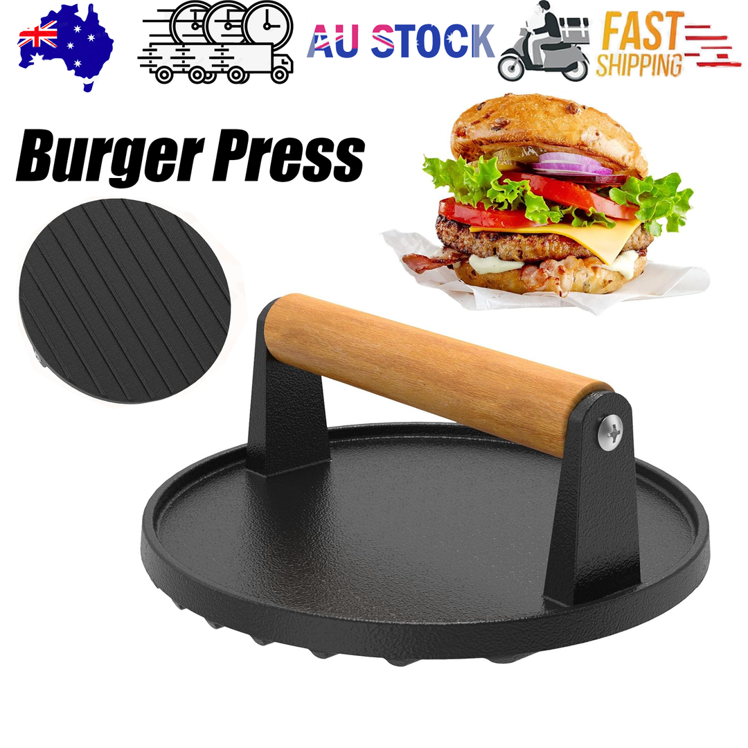 Heavy Duty Burger Press 7 Inch with Solid Wood Handle