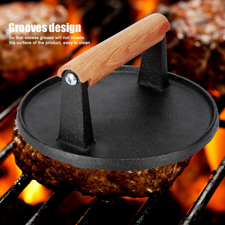 Heavy Duty Burger Press 7 Inch with Solid Wood Handle