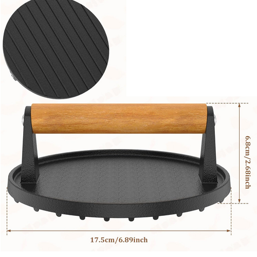 Heavy Duty Burger Press 7 Inch with Solid Wood Handle