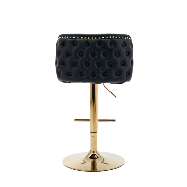 Bar Stools Set of 2 Black - Swivel Height Adjustable with Gold Base & Wingback