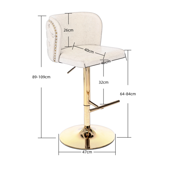 Bar Stools Set of 2 Black - Swivel Height Adjustable with Gold Base & Wingback