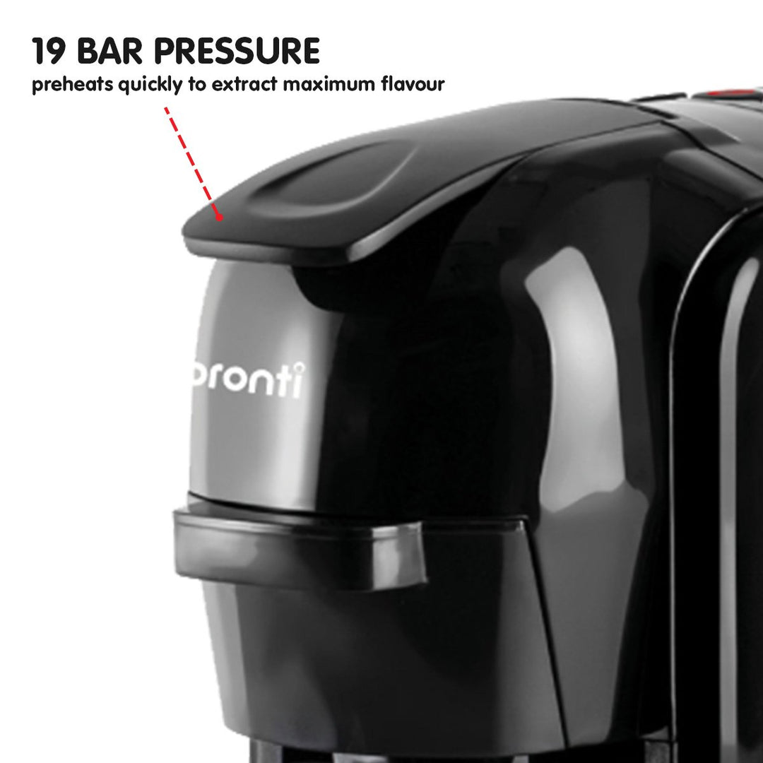 Pronti HomeMaid 3-in-1 Coffee Machine Multi-Capsule Pods and Ground Coffee Nespresso & Caffitaly Compatible CM-511HM