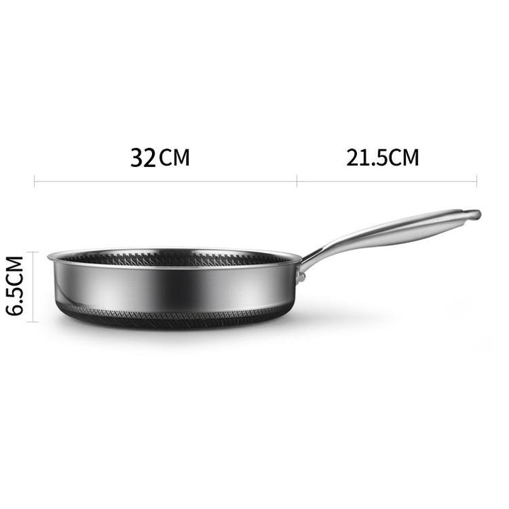 Stainless Steel Frying Pan Non-Stick Cooking Frypan Cookware 32cm Honeycomb Double Sided