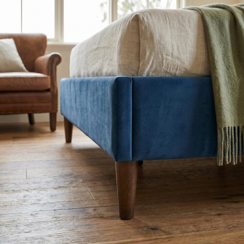 Velvet Blue Bed Frame – Queen