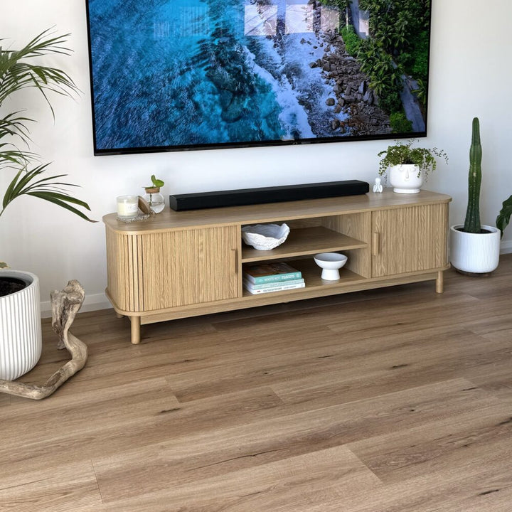 160cm Ribbed Natural Entertainment Unit