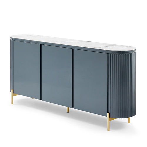 Buffet MDF Glossy Surface Ceramic Top Dark Blue Storage Cabinet
