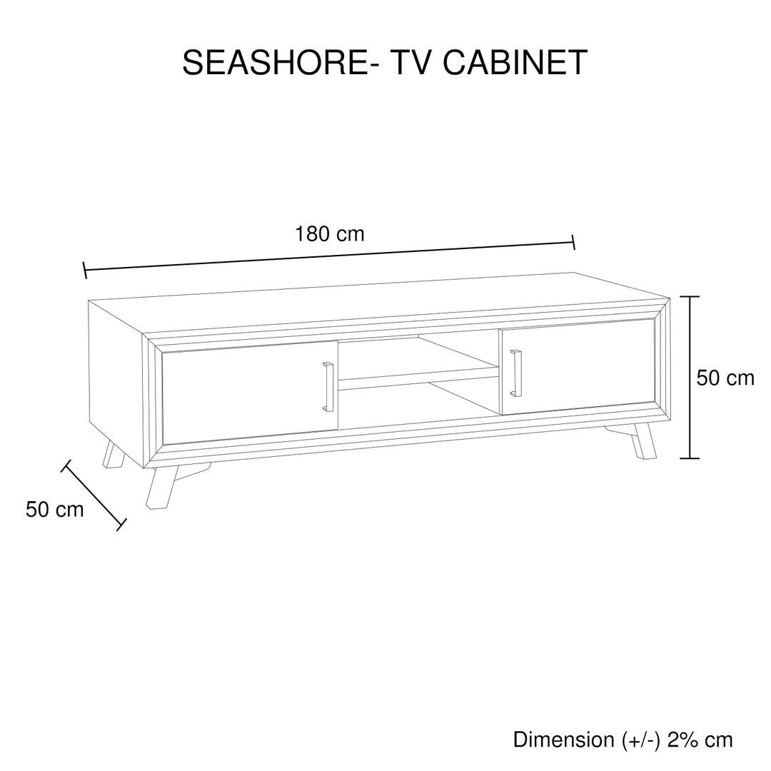 TV Cabinet with 2 Storage Drawers Cabinet Solid Acacia Wooden Entertainment Unit in Sliver Bruch Colour