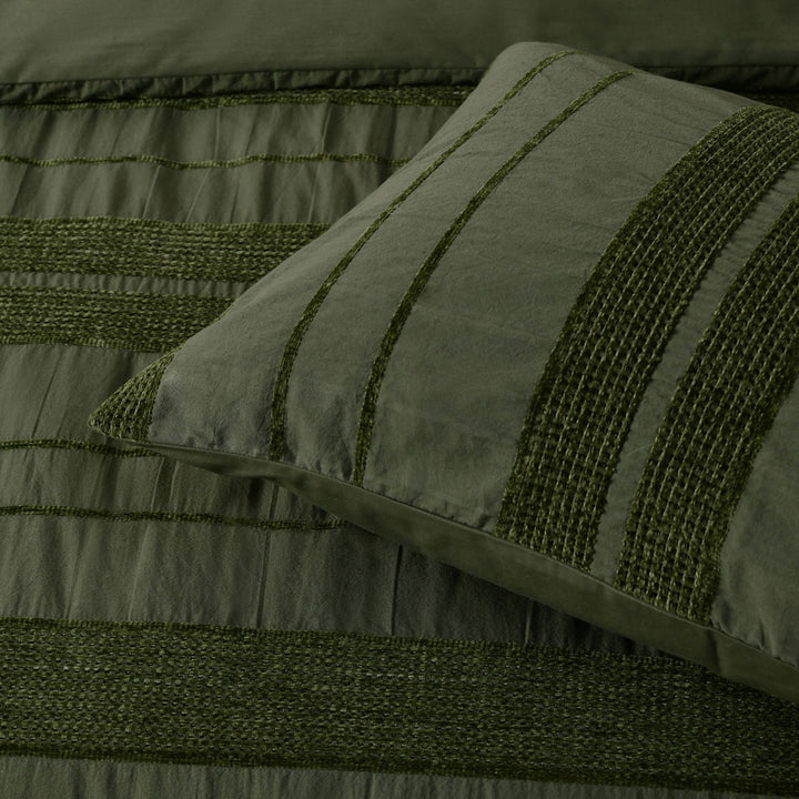 Bianca Avery Forest Chenille Striped Quilt Cover Set King