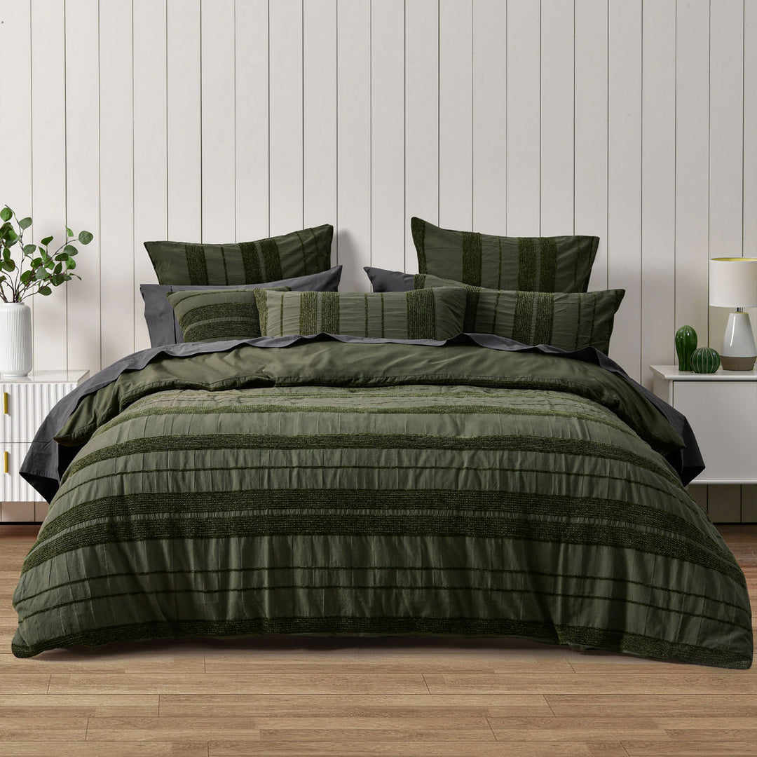 Bianca Avery Forest Chenille Striped Quilt Cover Set