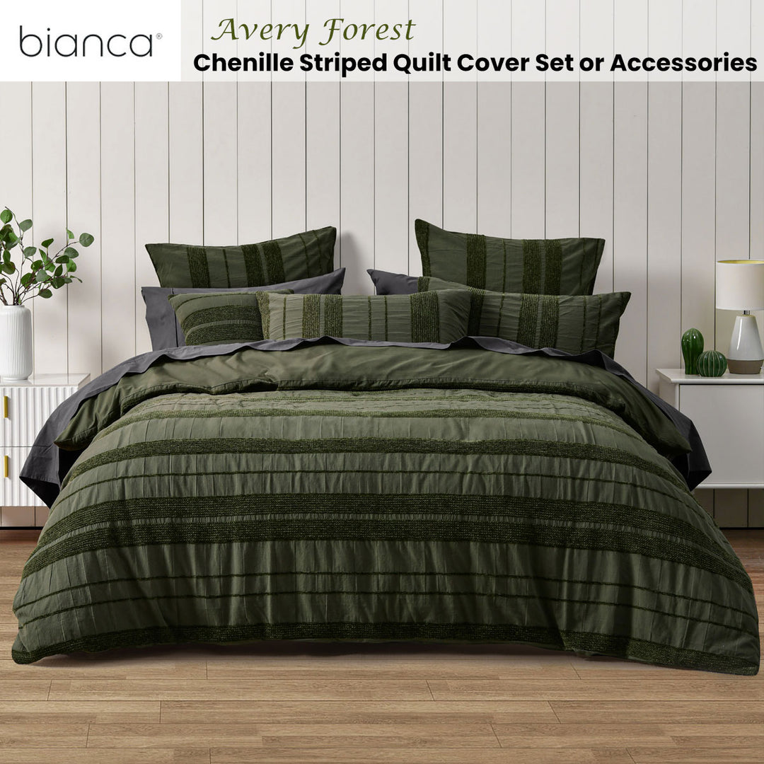Bianca Avery Forest Chenille Striped Quilt Cover Set