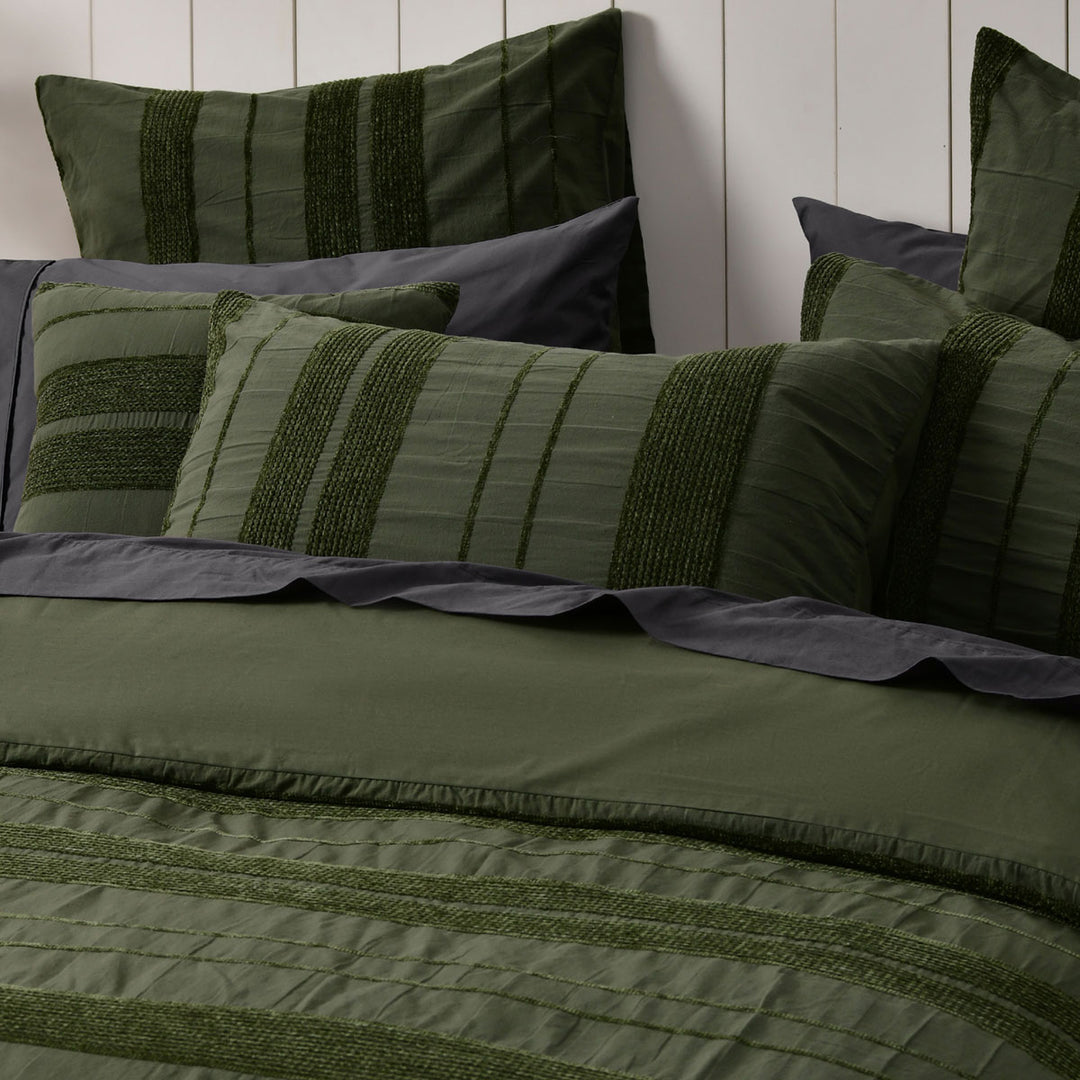Bianca Avery Forest Chenille Striped Quilt Cover Set Super King