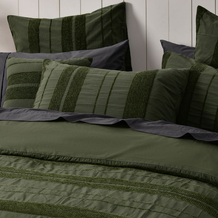 Bianca Avery Forest Chenille Striped Quilt Cover Set Super King