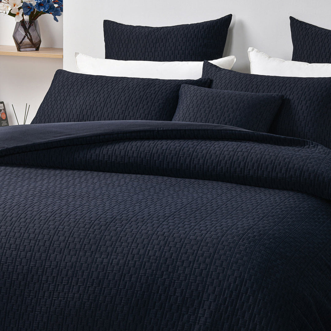 Bianca Burleigh Ink Jacquard Quilt Cover Set Super King