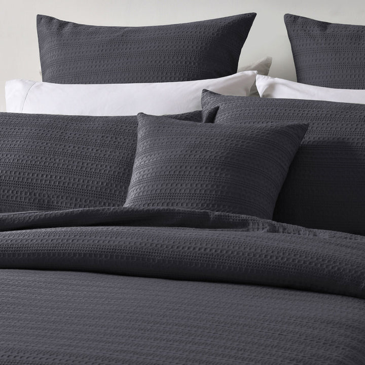 Bianca Kahlani Charcoal Waffle Quilt Cover Set Double