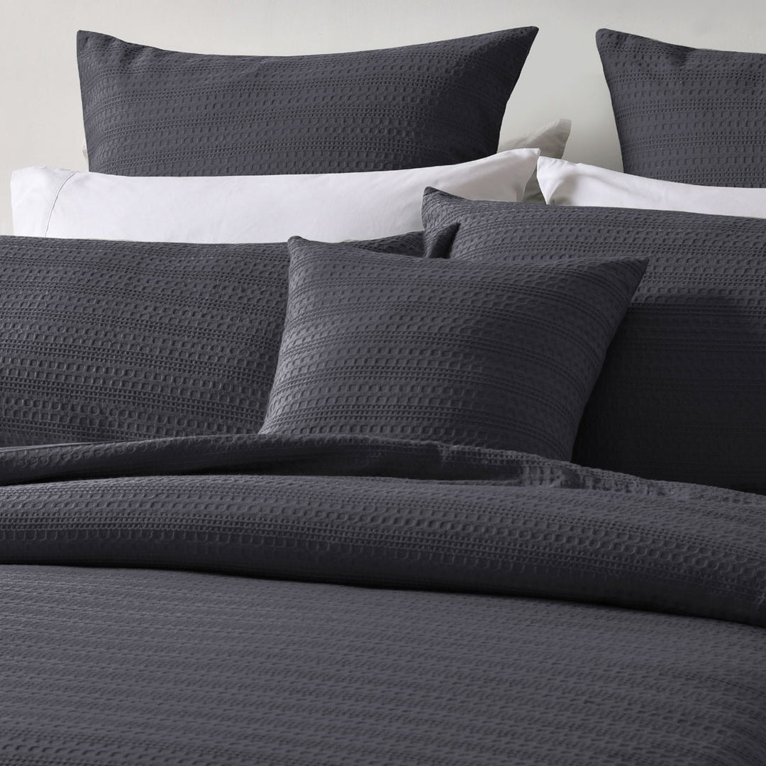 Bianca Kahlani Charcoal Waffle Quilt Cover Set King