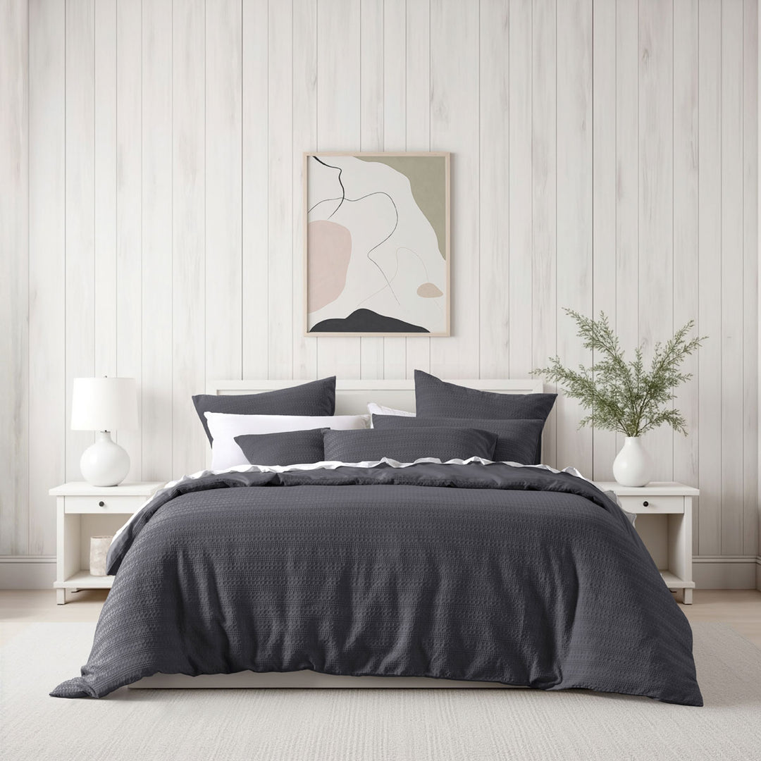 Bianca Kahlani Charcoal Waffle Quilt Cover Set