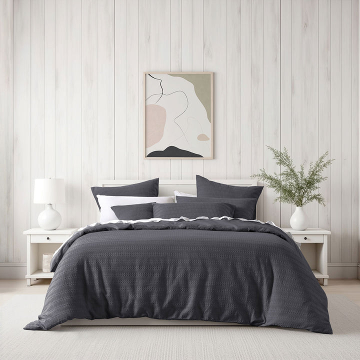 Bianca Kahlani Charcoal Waffle Quilt Cover Set