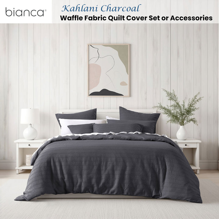 Bianca Kahlani Charcoal Waffle Quilt Cover Set