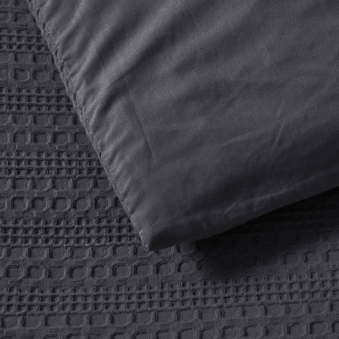 Bianca Kahlani Charcoal Waffle Quilt Cover Set