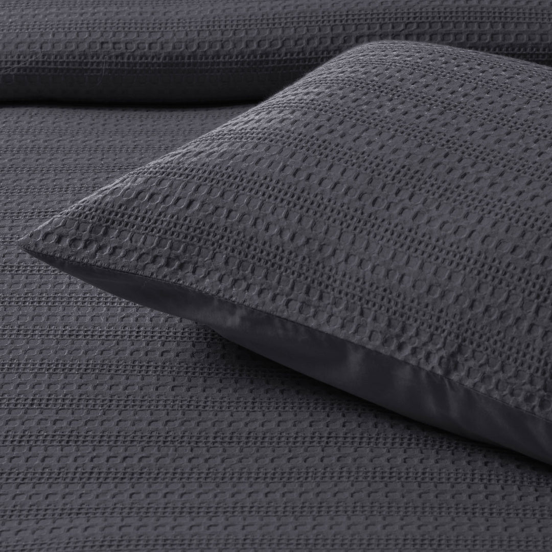 Bianca Kahlani Charcoal Waffle Quilt Cover Set Super King