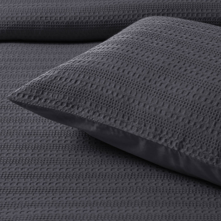 Bianca Kahlani Charcoal Waffle Quilt Cover Set Super King