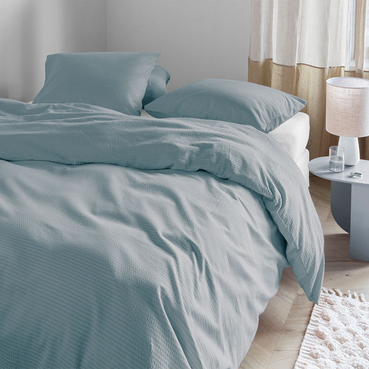 Bedding House Summer Seersucker Cotton Quilt Cover Set