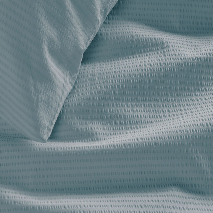 Bedding House Summer Blue Grey Seersucker Cotton Quilt Cover Set Queen